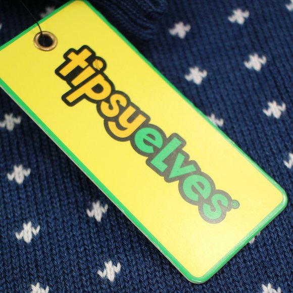 Tipsy Elves "Reindeer Conga" Christmas Fair Isle Knit Short Sleeve Mini Dress - Picture 8 of 10